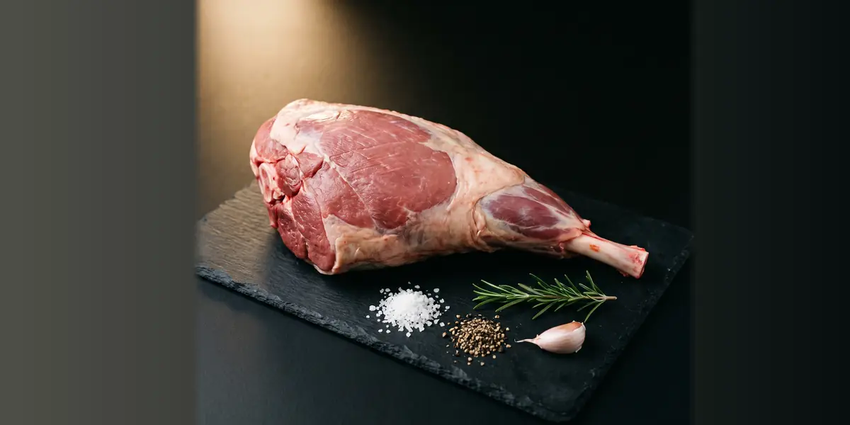 Bone-in Aveyron leg of lamb, fine and delicate meat, in Mauritius