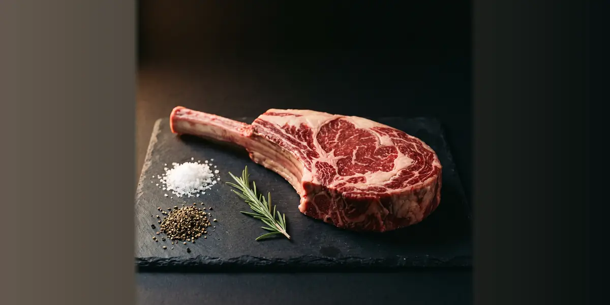 Côte de bœuf Black Angus prête à griller pour un barbecue à l'île Maurice