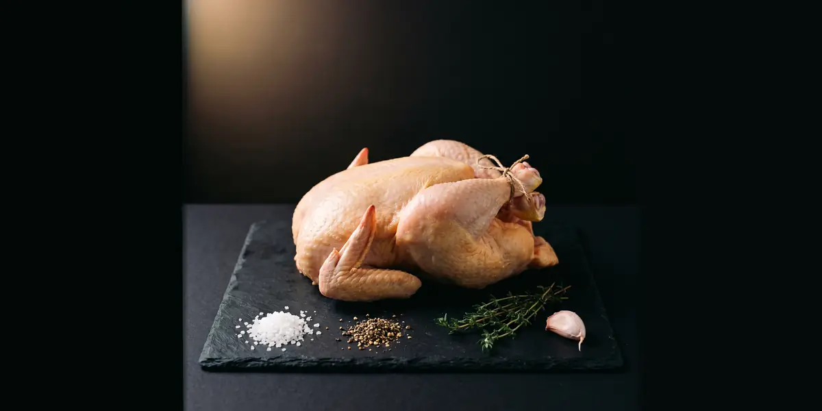A whole free-range chicken for making authentic Mauritian chicken curry in Mauritius